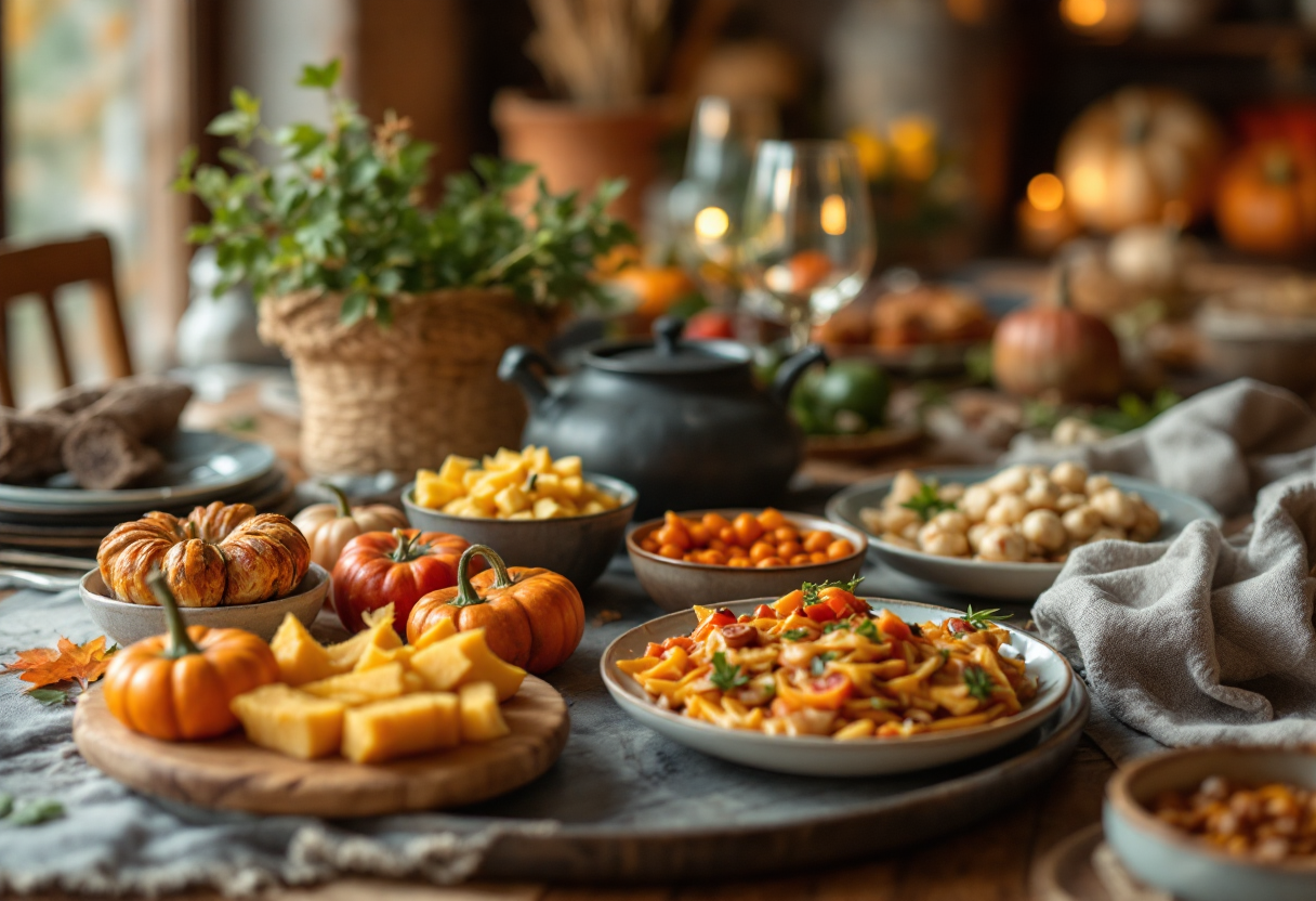 Piatto autunnale con ingredienti freschi e colorati