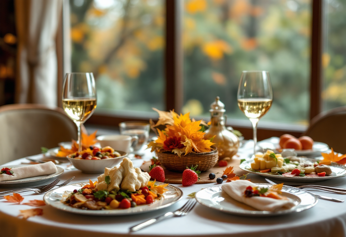 Piatto autunnale con ingredienti freschi e colorati