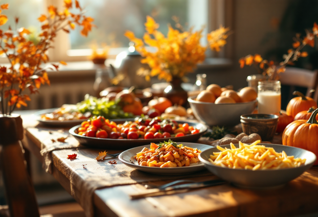 Piatto autunnale con ingredienti freschi e colorati