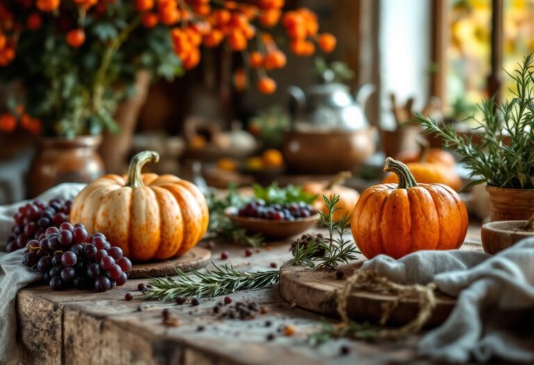 Piatto autunnale con ingredienti freschi e colorati