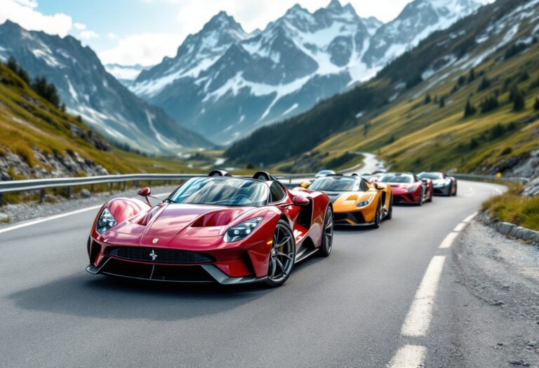 Auto elegante in un paesaggio alpino mozzafiato