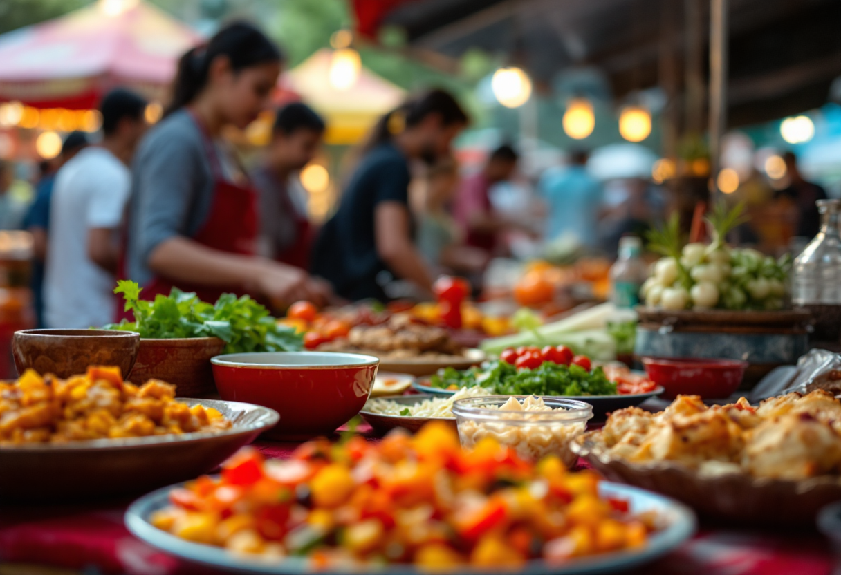 Immagine di un evento gastronomico in Italia con piatti tipici