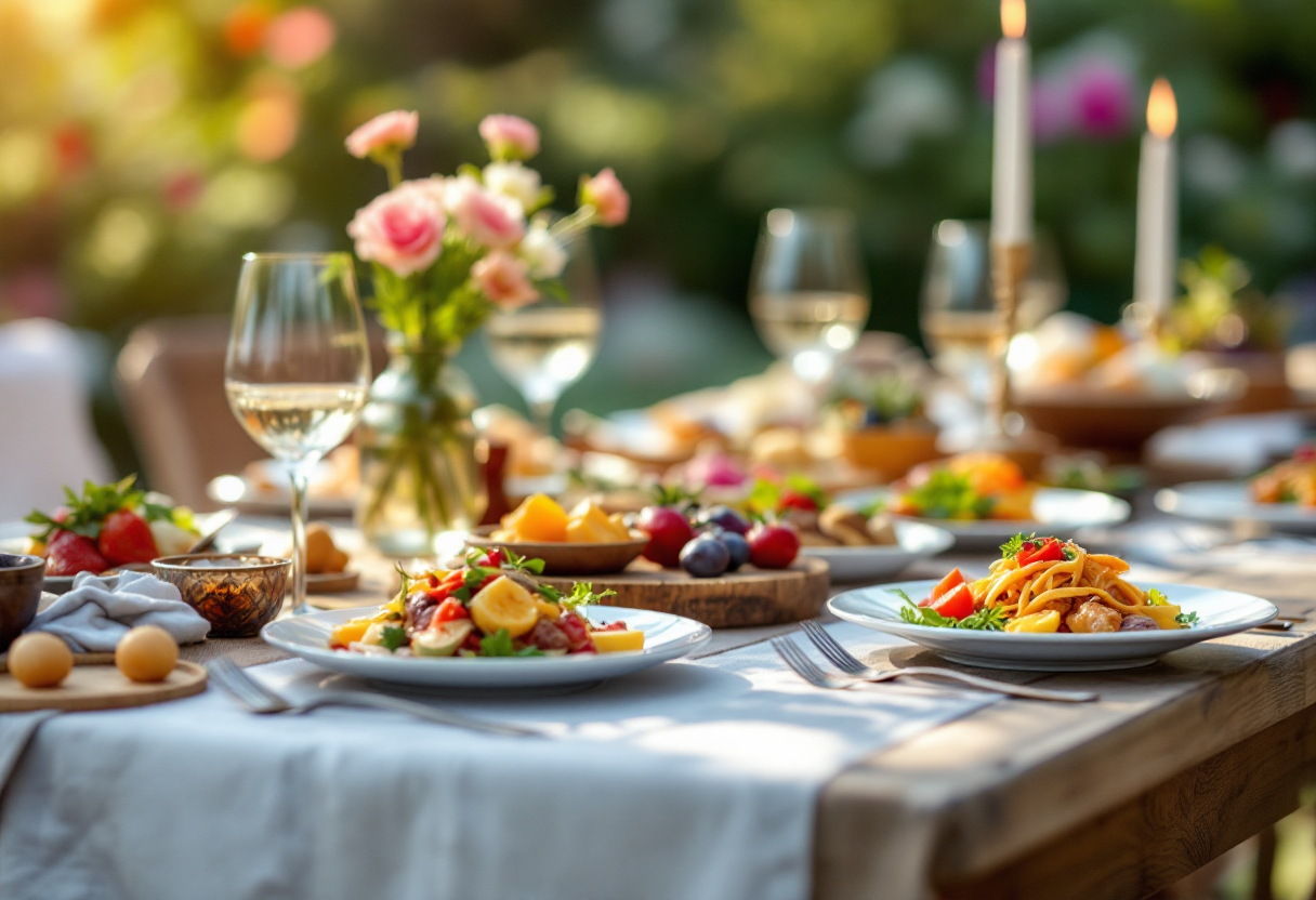 Immagine di un evento gastronomico in Italia con piatti tipici