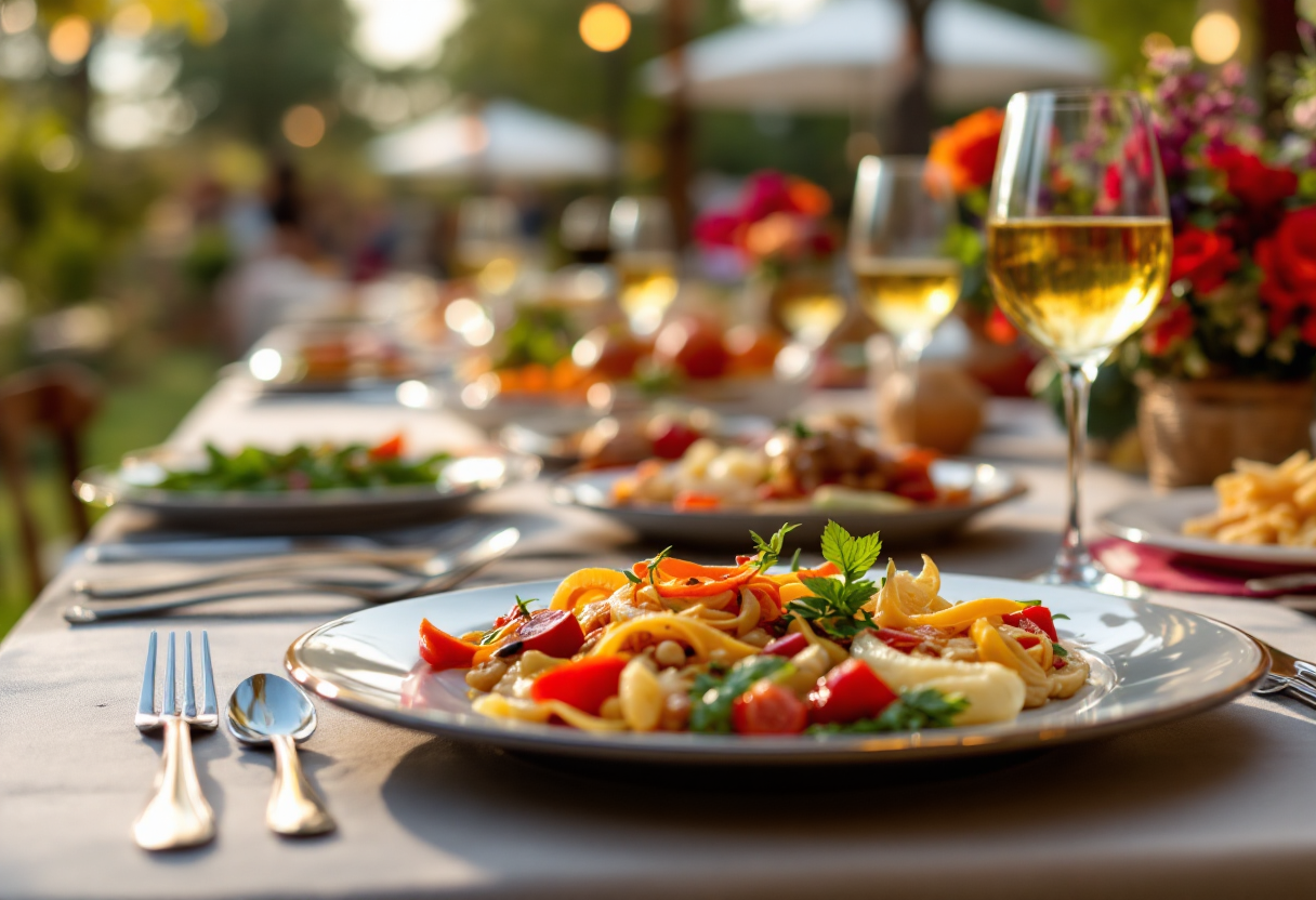 Immagine di un evento gastronomico in Italia con piatti tipici