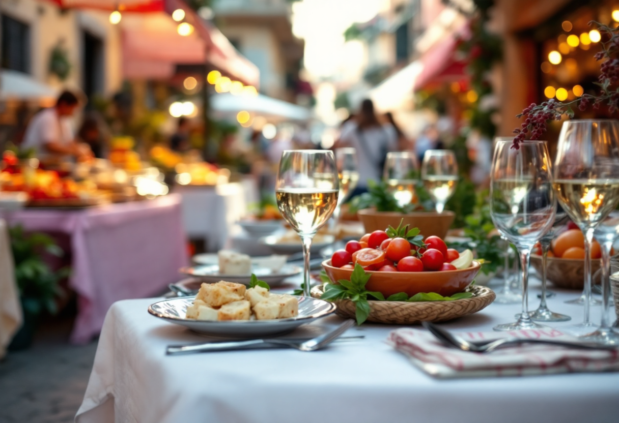 Immagine di un evento gastronomico in Italia con piatti tipici