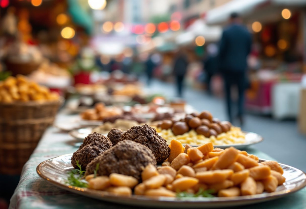 Immagine di un evento gastronomico in Italia con piatti tipici