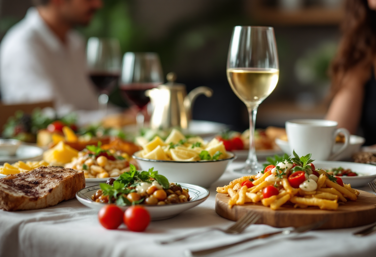 Immagine di un evento gastronomico in Italia con piatti tipici